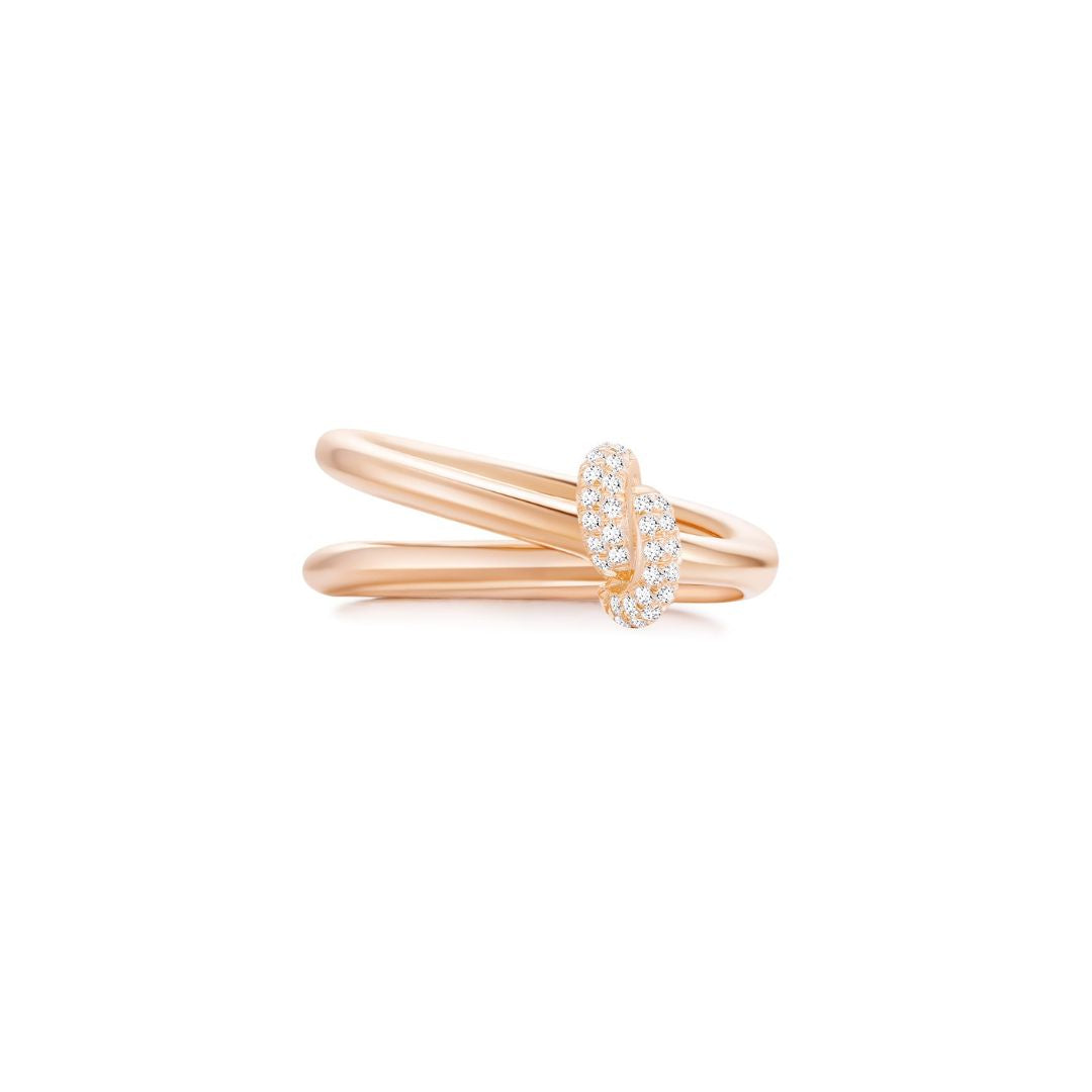 KNOT Alone® Double Pave Ring (Rose Gold) - Eclat by Oui