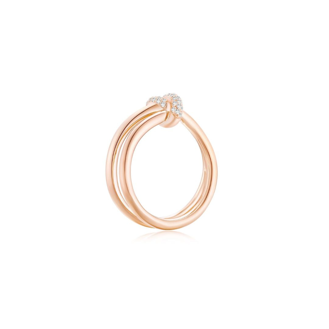 KNOT Alone® Double Pave Ring (Rose Gold) - Eclat by Oui