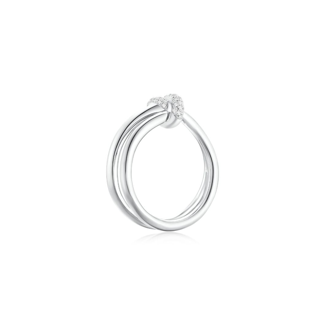 KNOT Alone® Double Pave Ring (White Gold) - Eclat by Oui