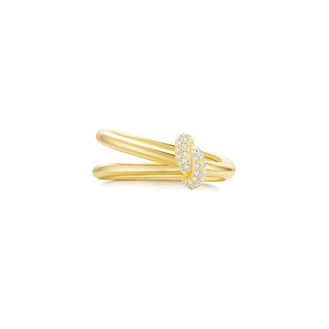 KNOT Alone® Double Pave Ring (Yellow Gold) - Eclat by Oui