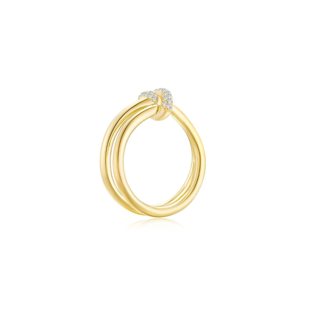 KNOT Alone® Double Pave Ring (Yellow Gold) - Eclat by Oui