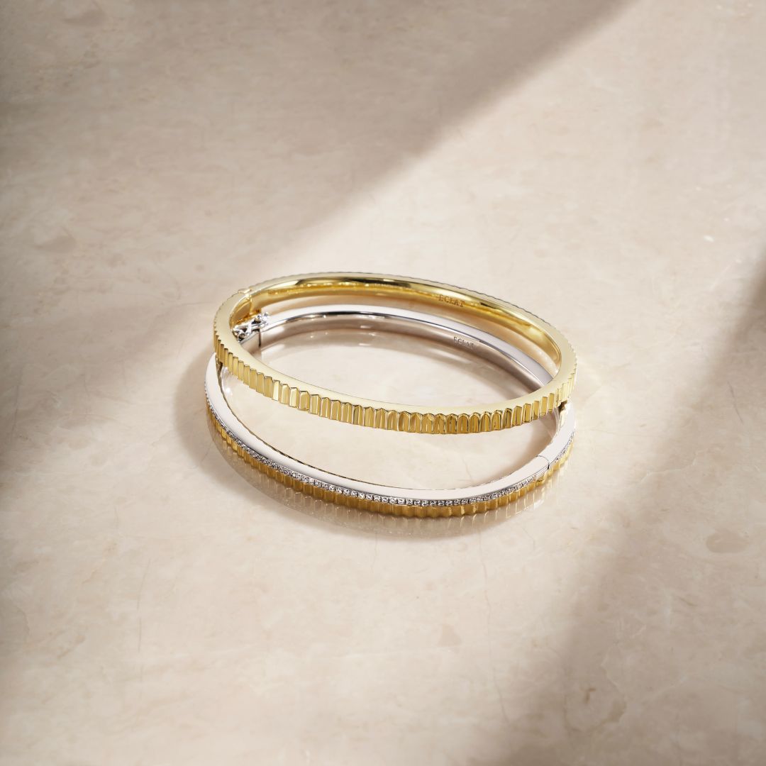 Fluted Bangle (Yellow Gold) (lifestyle) - Eclat by Oui