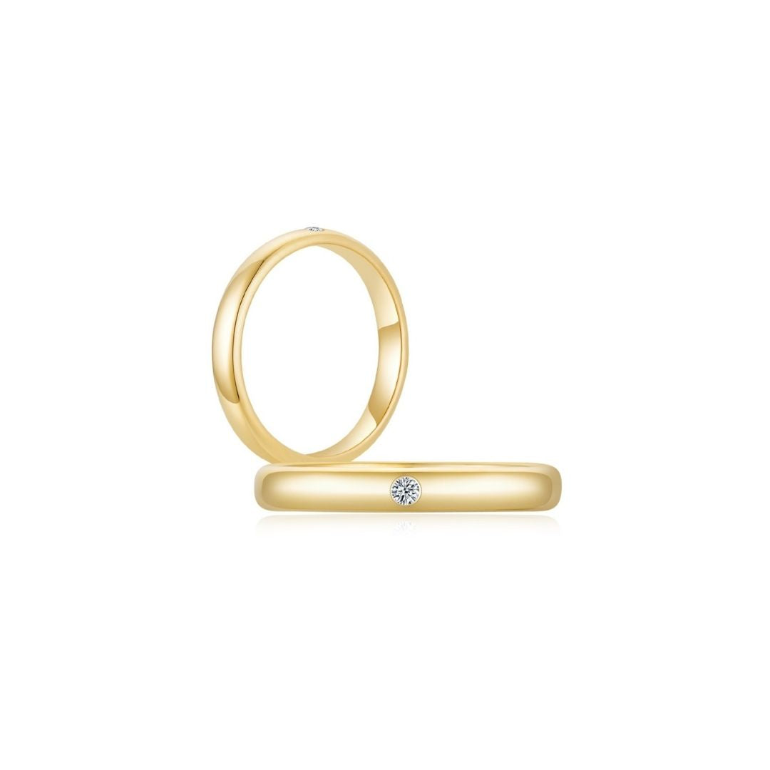 Men Ring Single Diamond YG (3mm) (Both) - Eclat by Oui