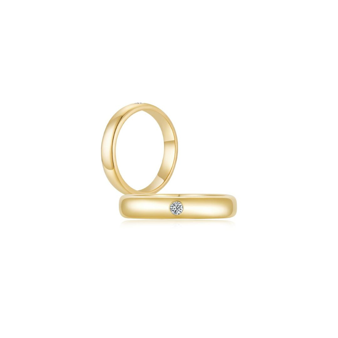 Men Ring Single Diamond YG (4mm) (Both) - Eclat by Oui