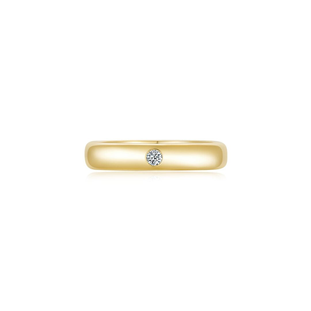 Men Ring Single Diamond YG (4mm) (Front) - Eclat by Oui