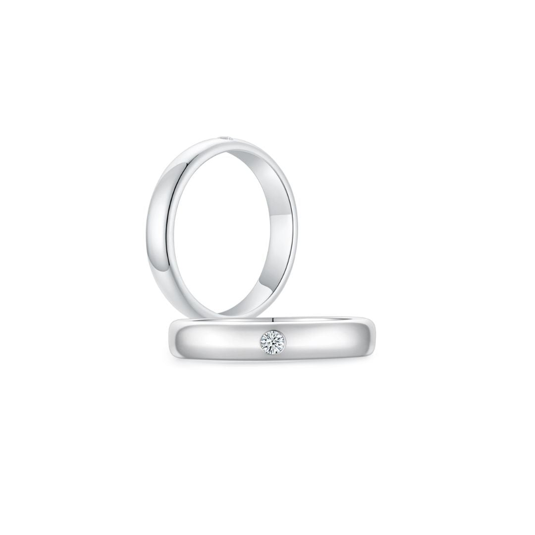 Men Ring Single Diamond WG (4mm) (Both) - Eclat by Oui