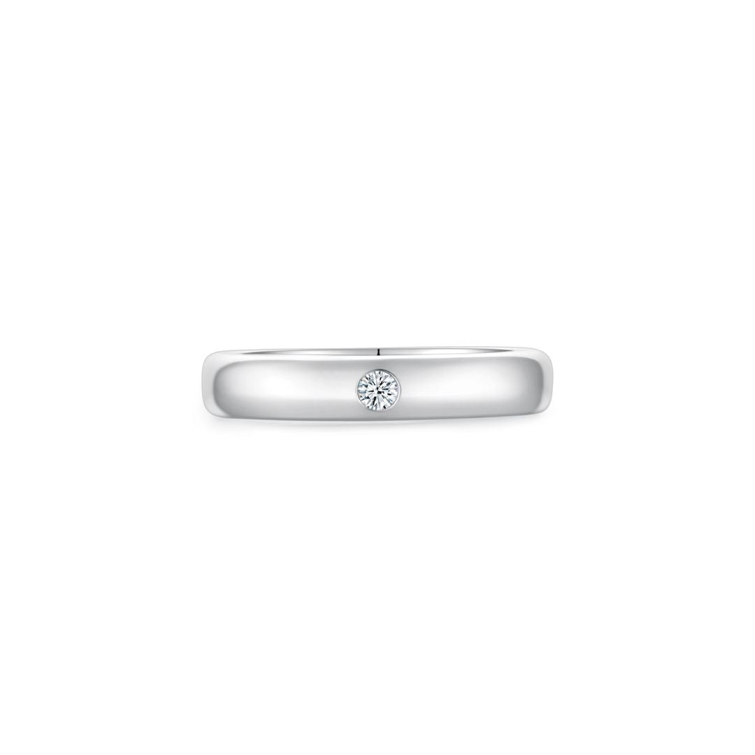 Men Ring Single Diamond WG (4mm) (Front) - Eclat by Oui