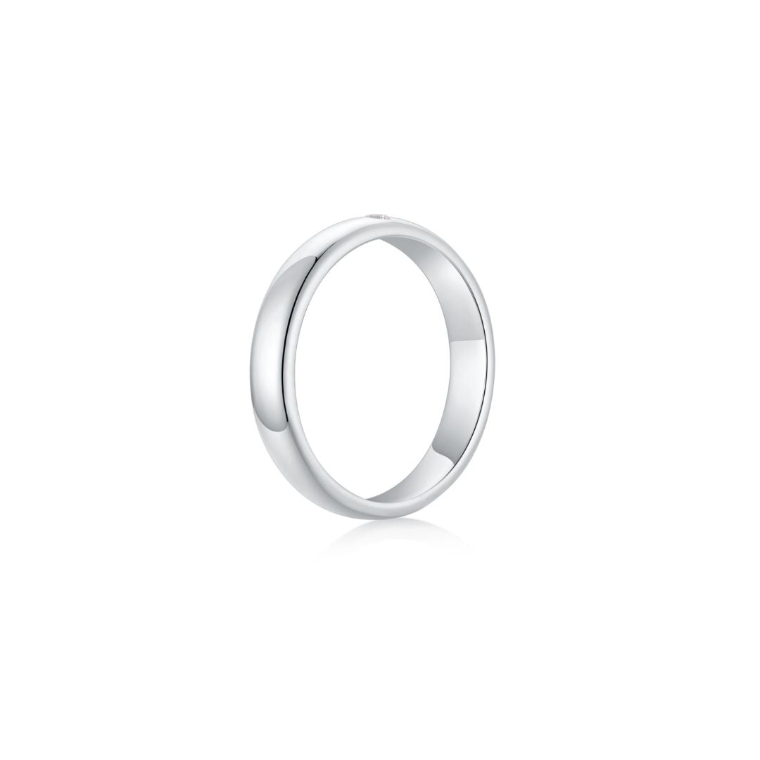 Men Ring Single Diamond WG (4mm) (Side) - Eclat by Oui