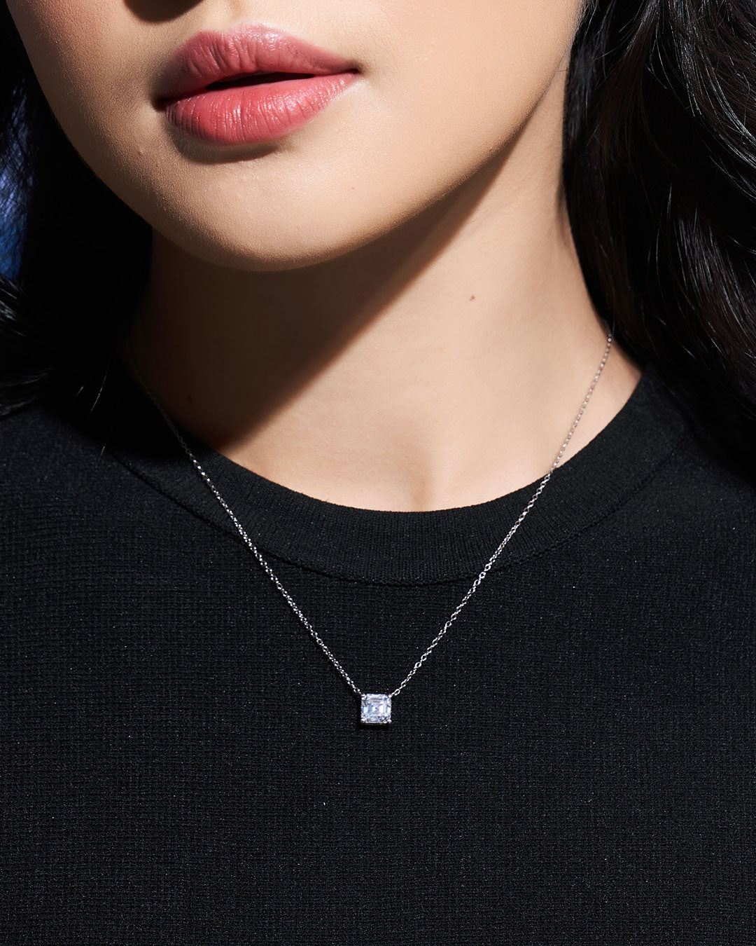 Asscher Solitaire Necklace (Model) - Eclat by Oui