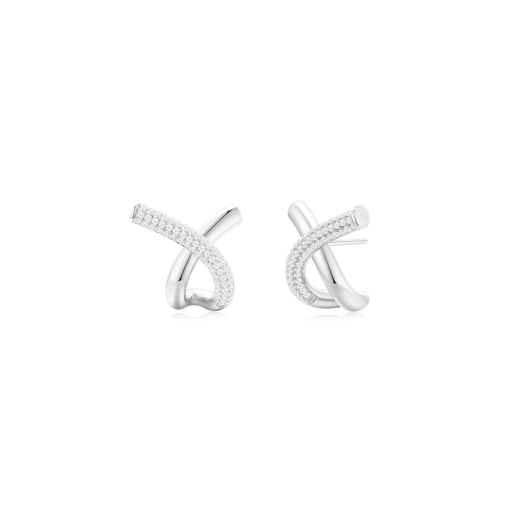 Crossroads Pave Earrings (White Gold) - Eclat by Oui