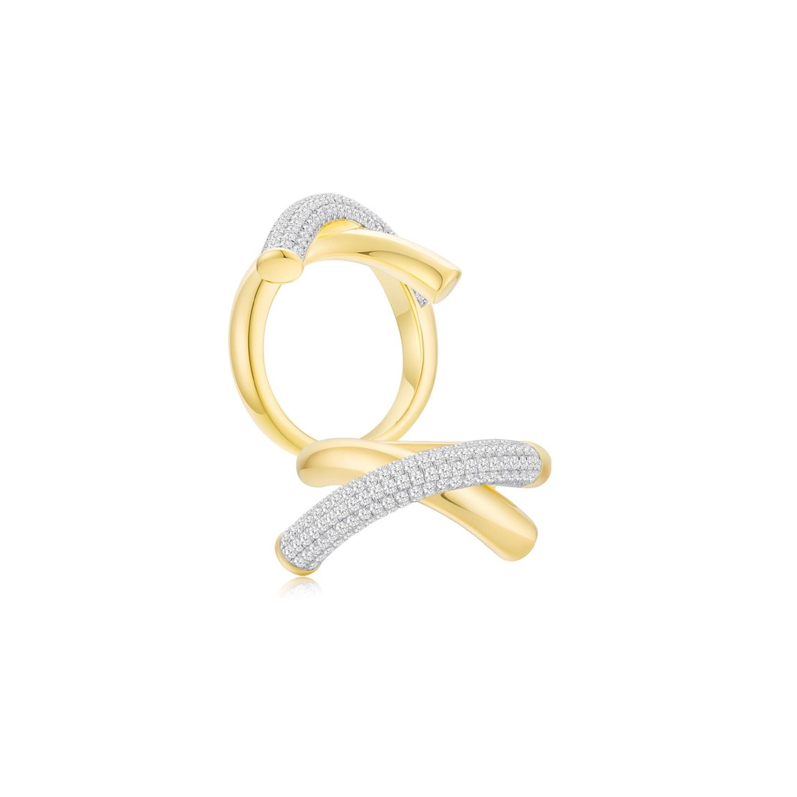 Crossroads Pave Ring YG (Both) - Eclat by Oui