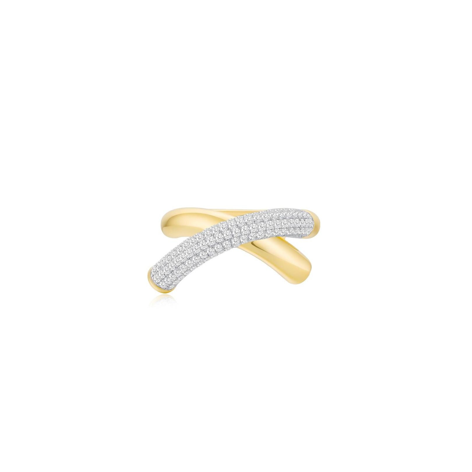 Crossroads Pave Ring YG (Front) - Eclat by Oui