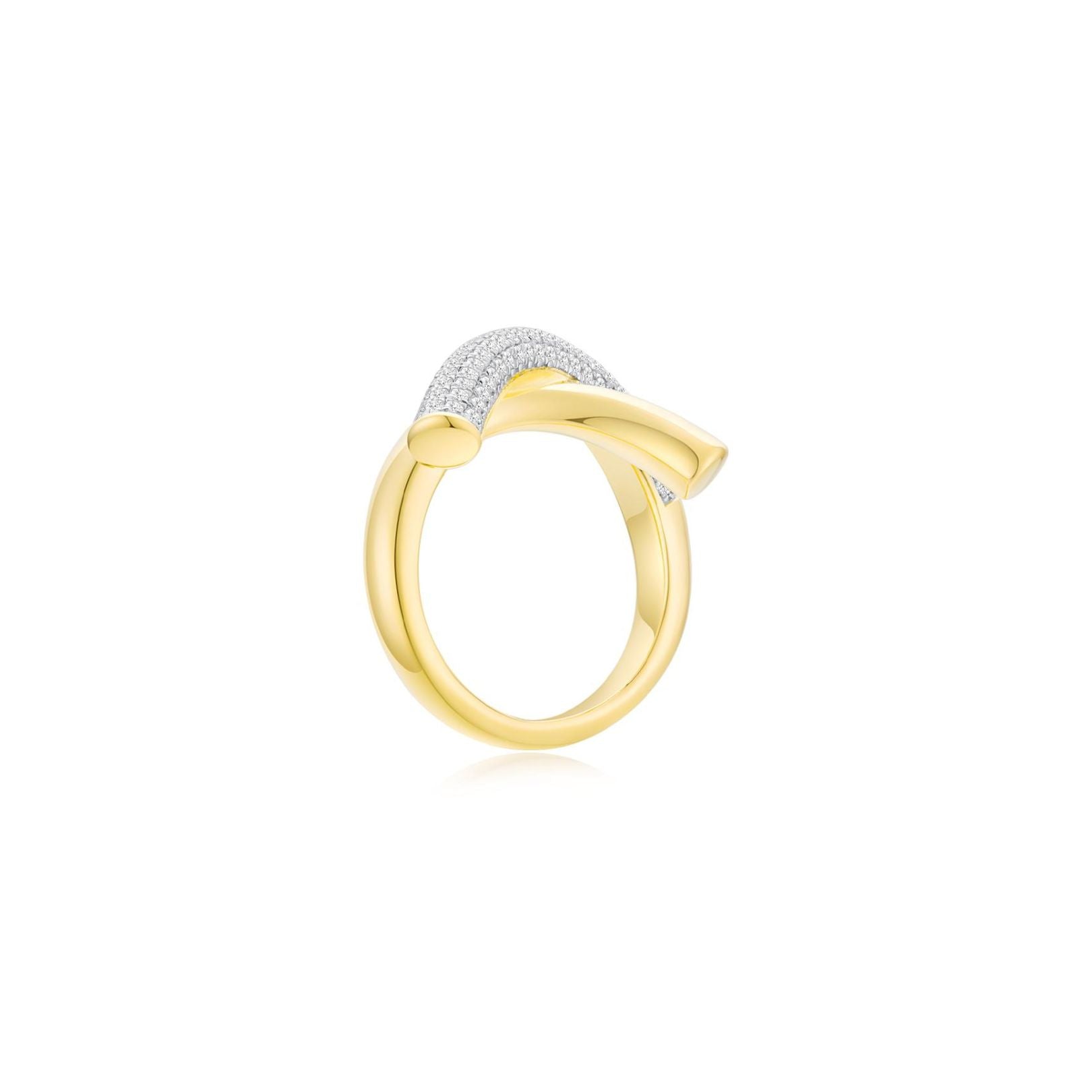 Crossroads Pave Ring YG (Side) - Eclat by Oui