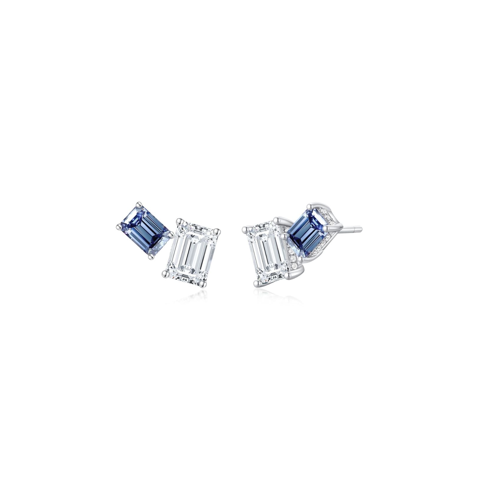 Double Emerald Ear Climbers in Blue-Grey - Eclat by Oui