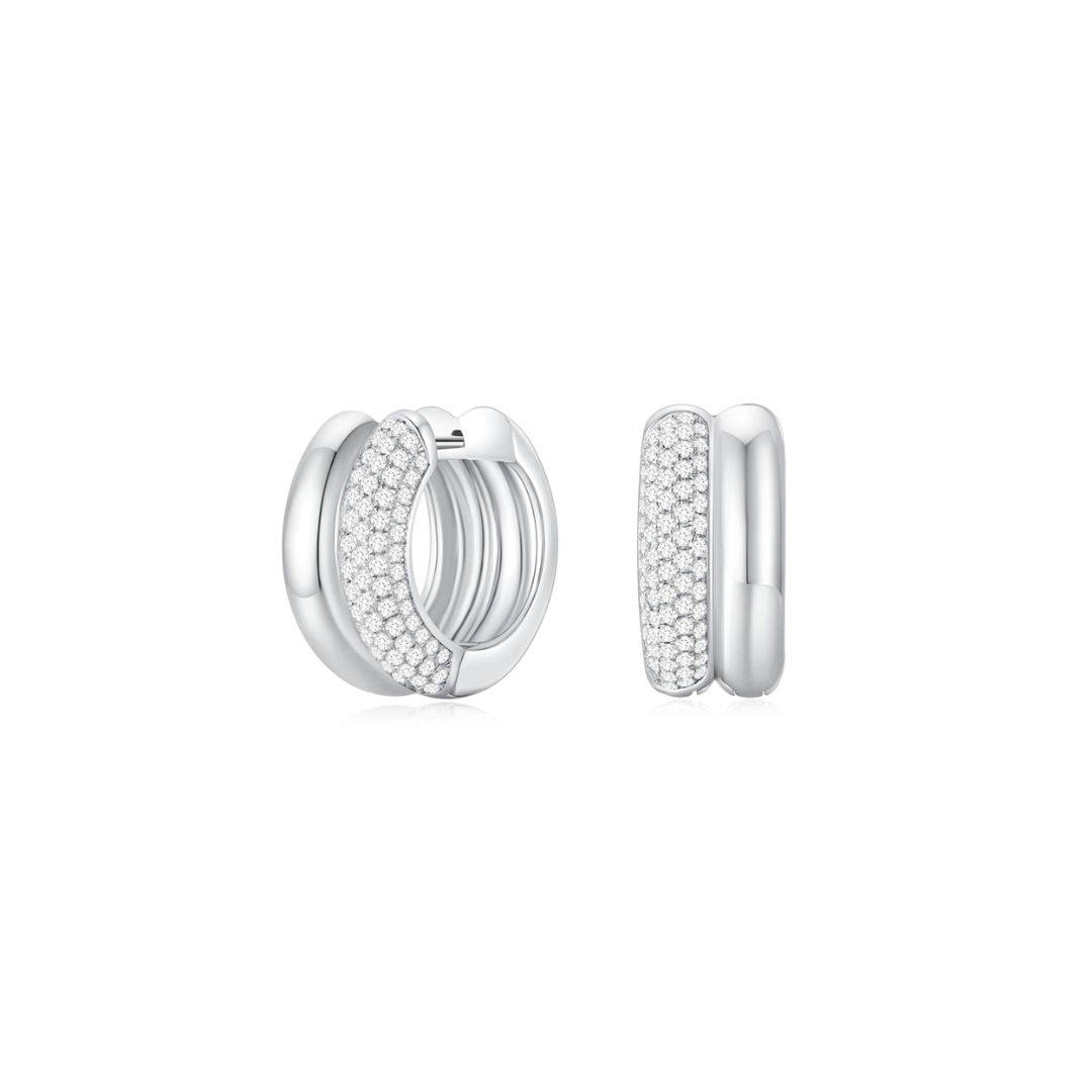 Double Hooped Earrings (White Gold) - Eclat by Oui