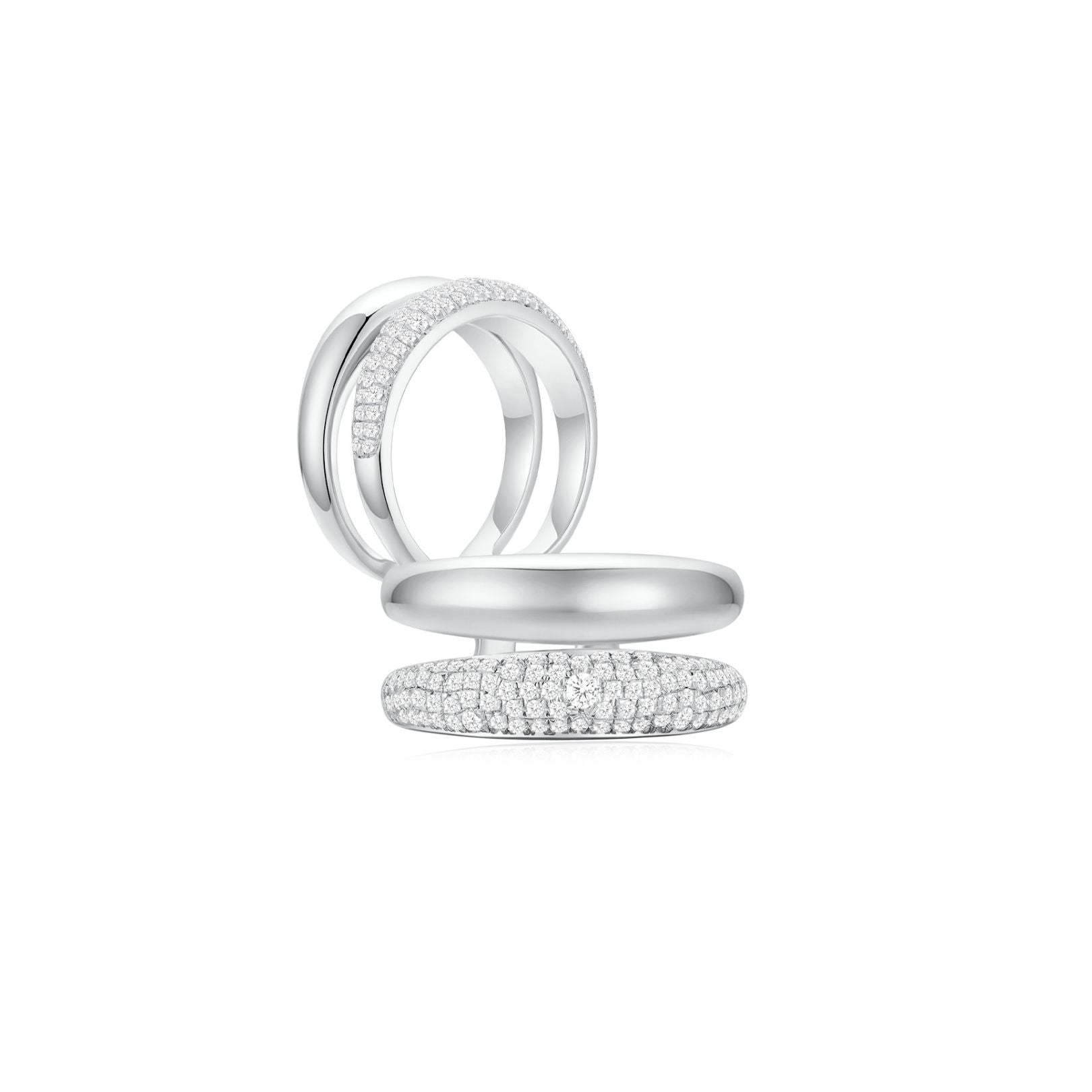 Double Pave Band White Gold (Both) - Eclat by Oui