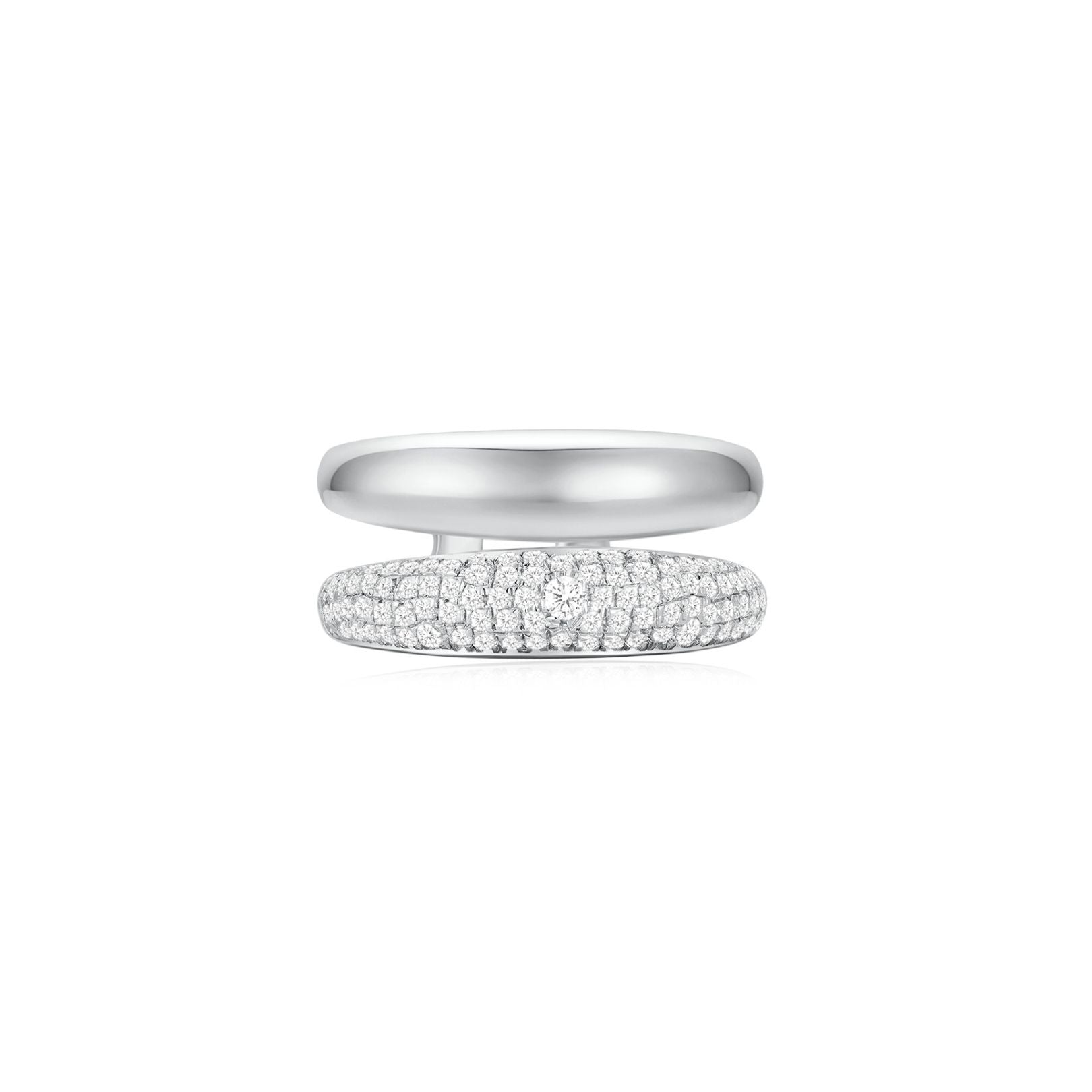 Double Pave Band White Gold (Front) - Eclat by Oui