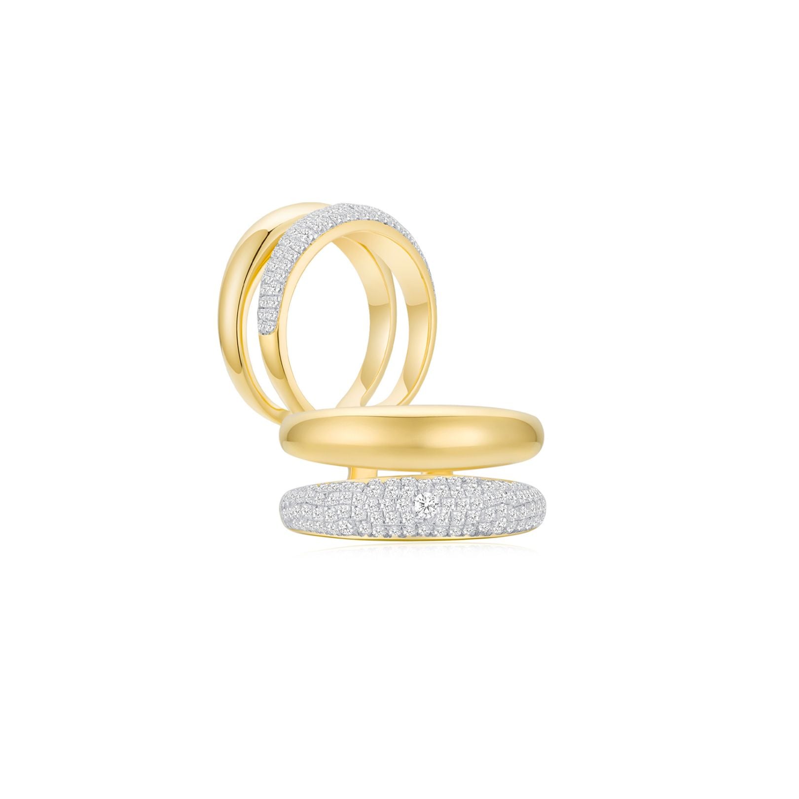 Double Pave Band Yellow Gold (Both) - Eclat by Oui