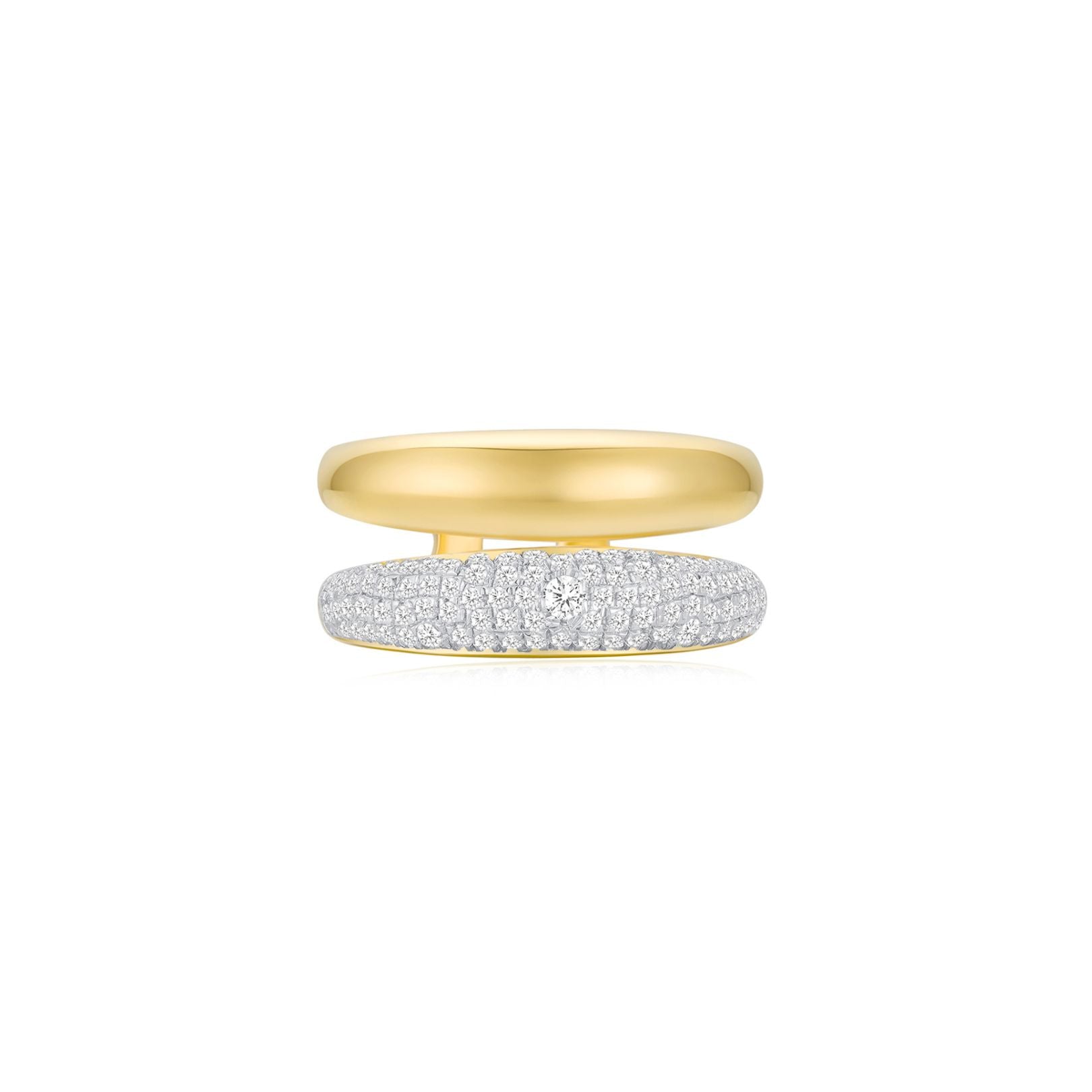 Double Pave Band Yellow Gold (Front) - Eclat by Oui