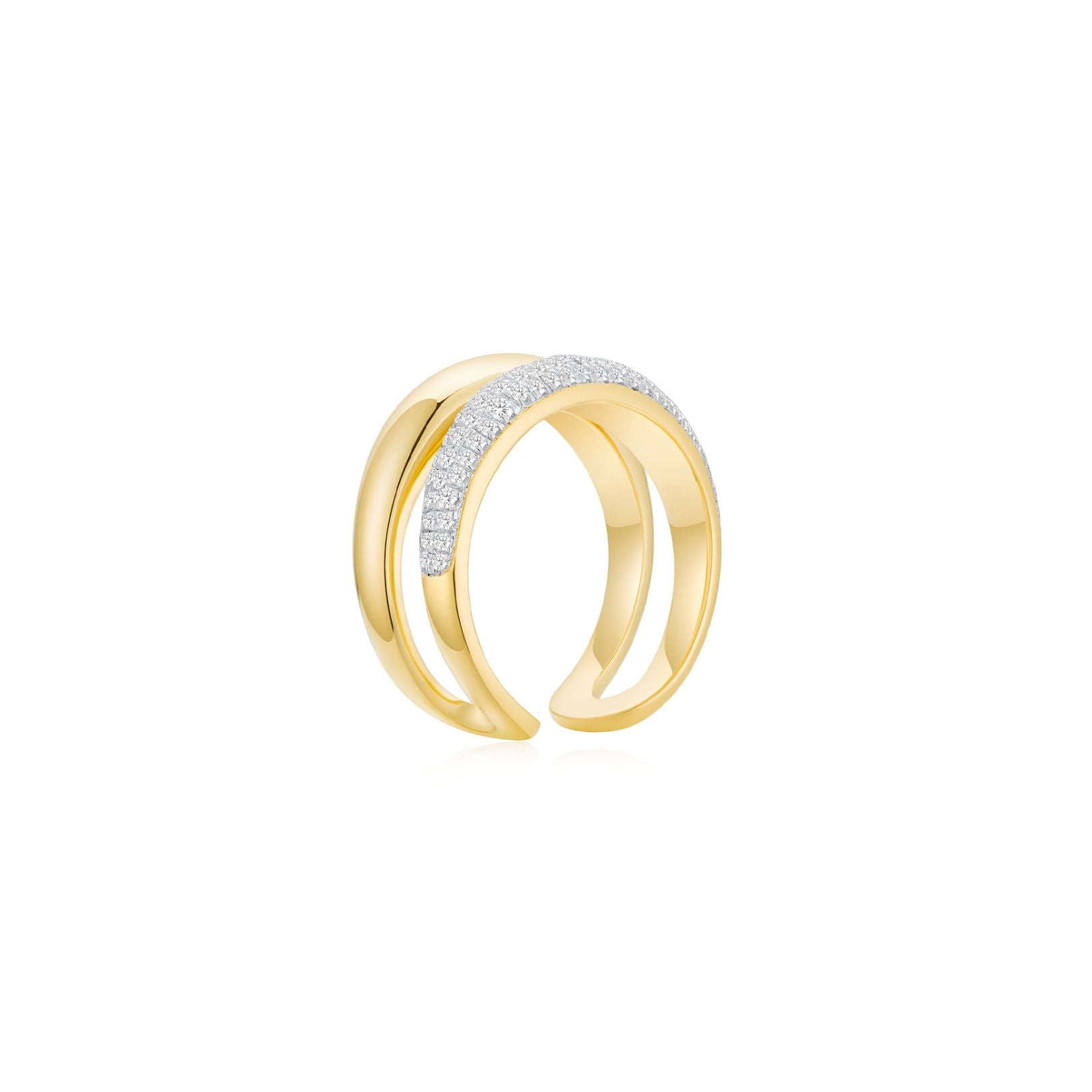 Double Pave Band Yellow Gold (Side) - Eclat by Oui