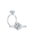 Éclat Classic Round Solitaire Plain Ring (6 Prong) Both - Eclat by Oui