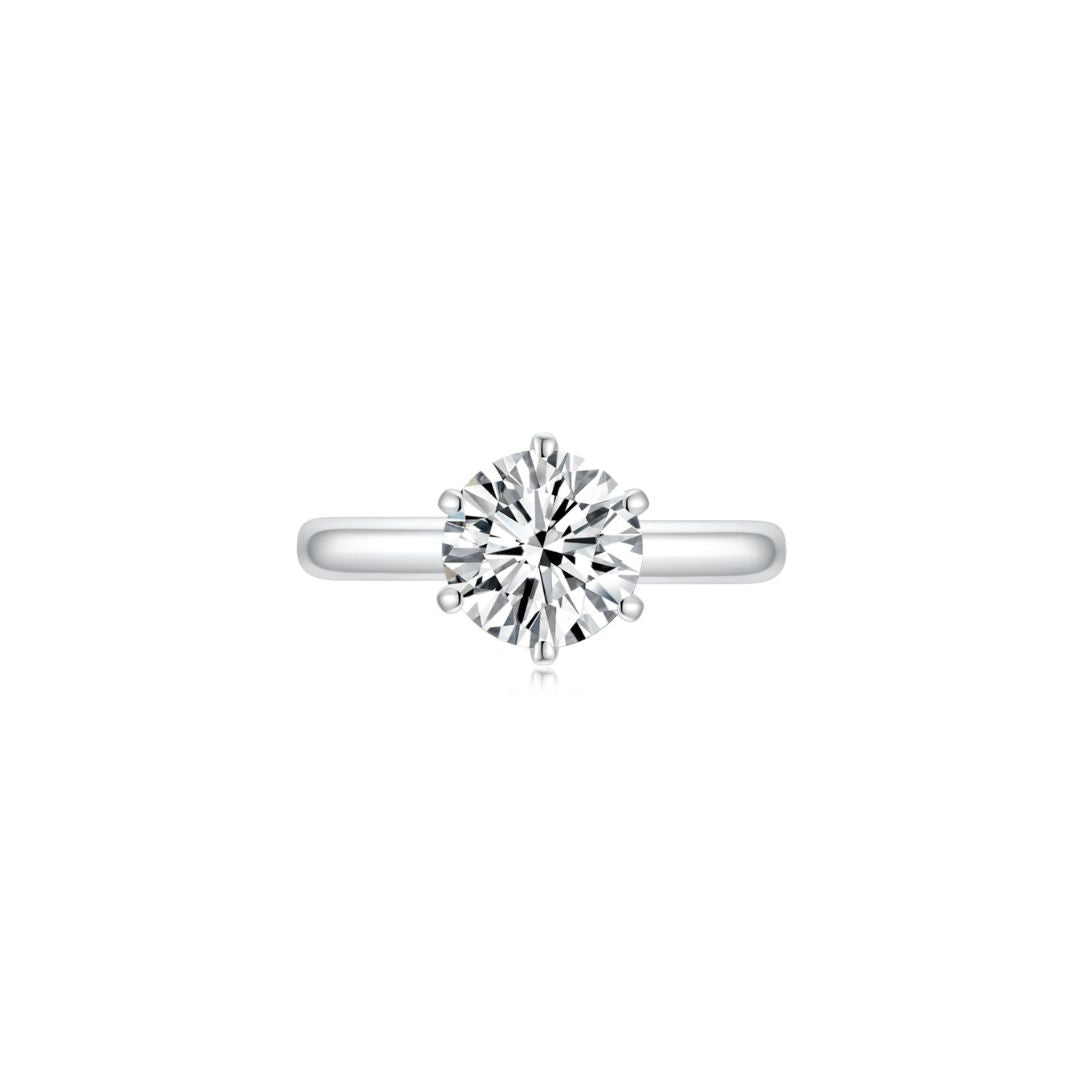 Éclat Classic Round Solitaire Plain Ring (6 Prong) Front - Eclat by Oui