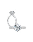 Eclat Classic Round Solitaire Pave Ring (6 Prong) Both - Eclat by Oui