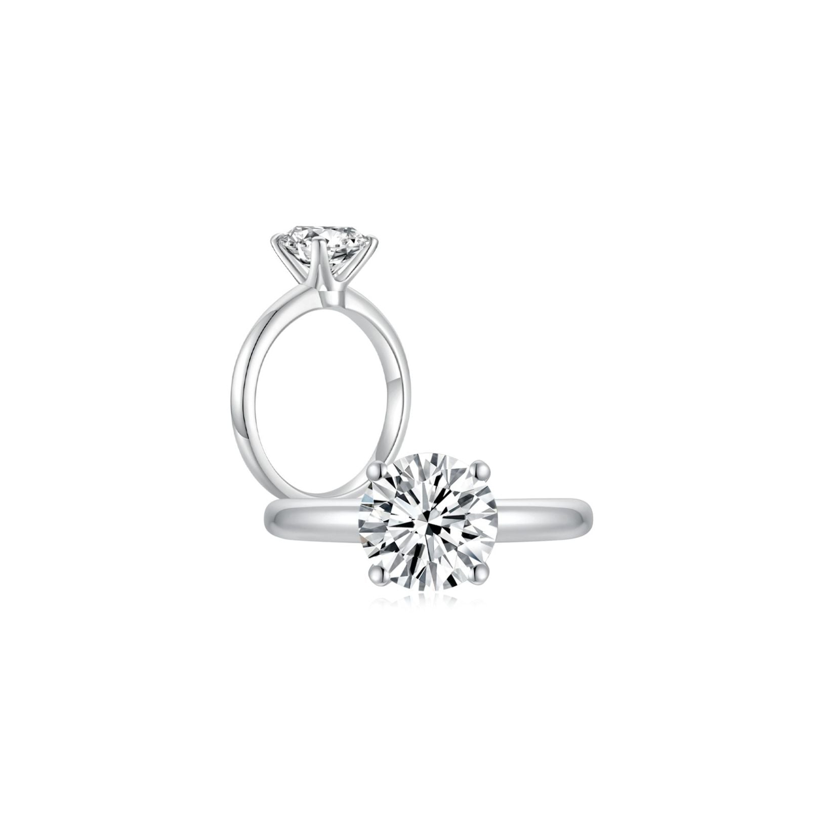 Eclat Classic Round Solitaire Plain Ring (4 Prong) Both - Eclat by Oui