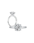 Eclat Classic Round Solitaire Plain Ring (4 Prong) Both - Eclat by Oui