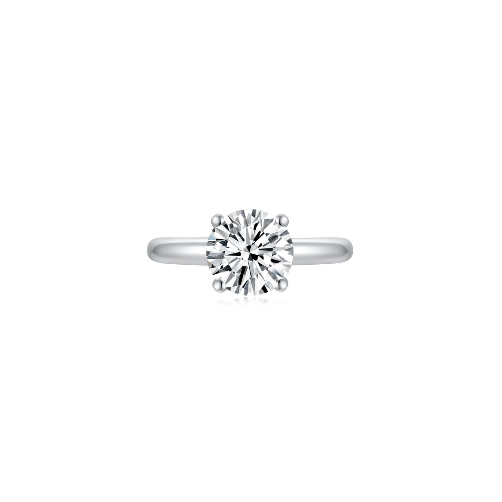 Eclat Classic Round Solitaire Plain Ring (4 Prong) Front - Eclat by Oui