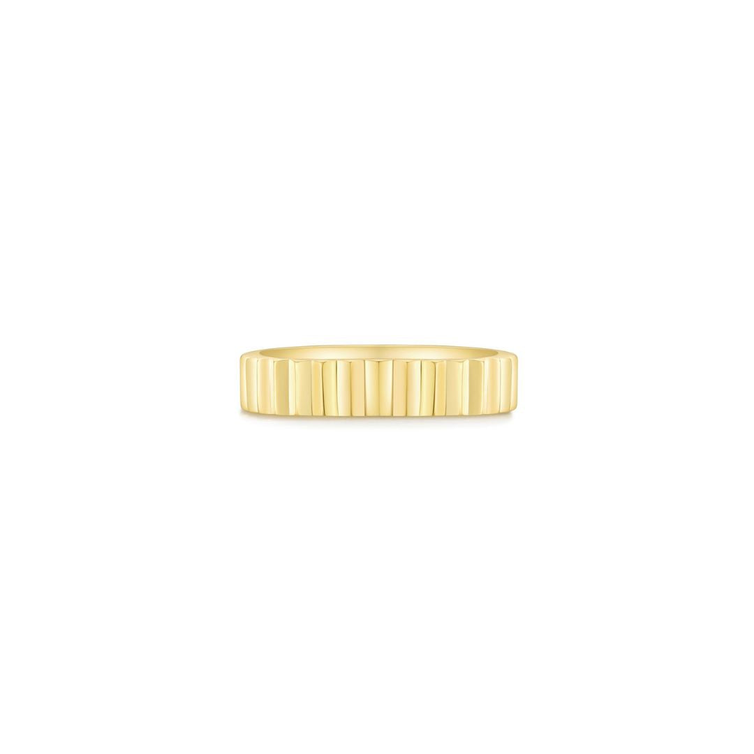 Fluted Plain Ring YG (Front) - Eclat by Oui