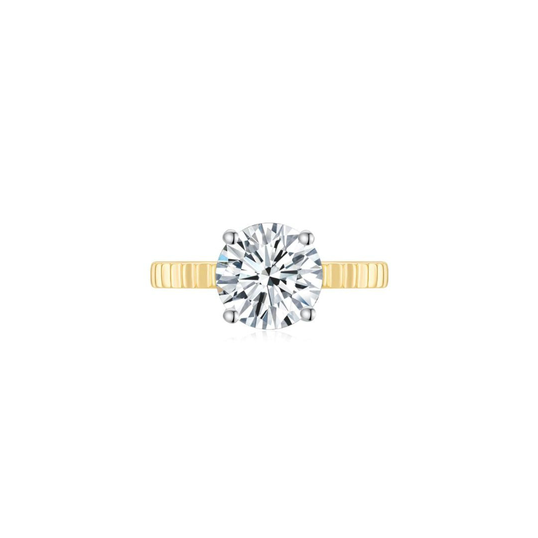 Fluted Solitaire Ring YG (Front) - Eclat by Oui