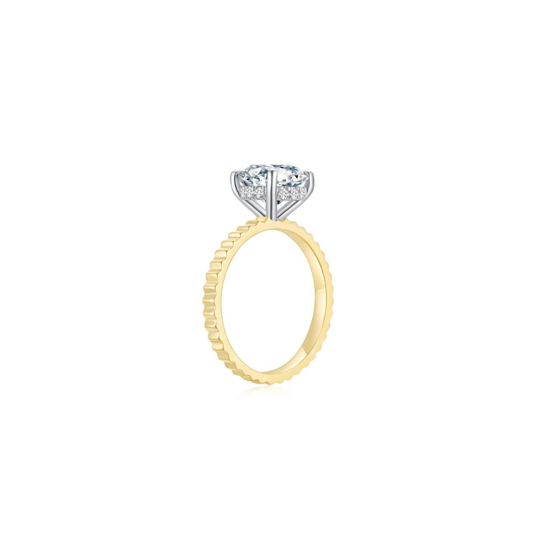 Fluted Solitaire Ring YG (Side) - Eclat by Oui
