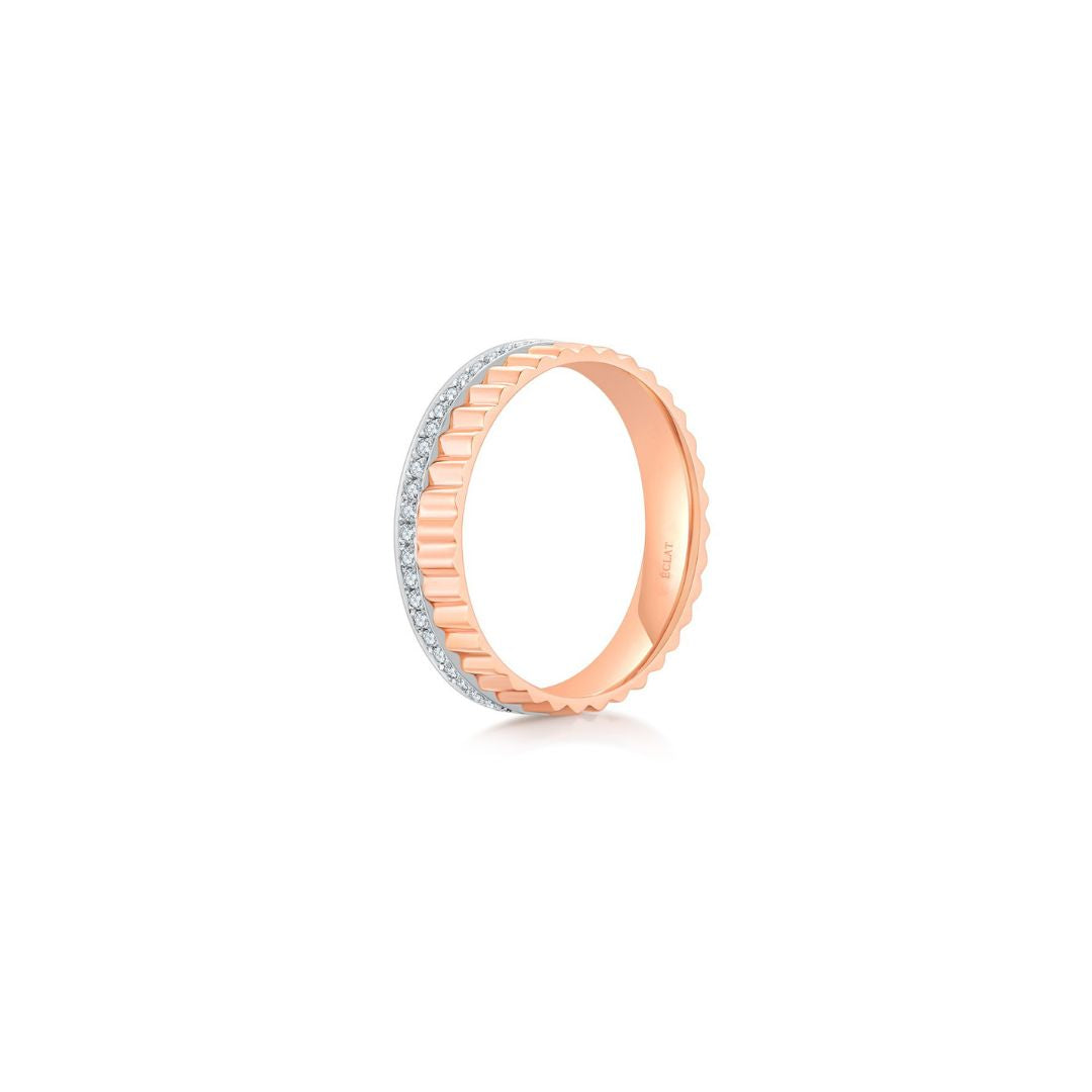 Fluted Pave Ring (Rose Gold) (Side) - Eclat by Oui