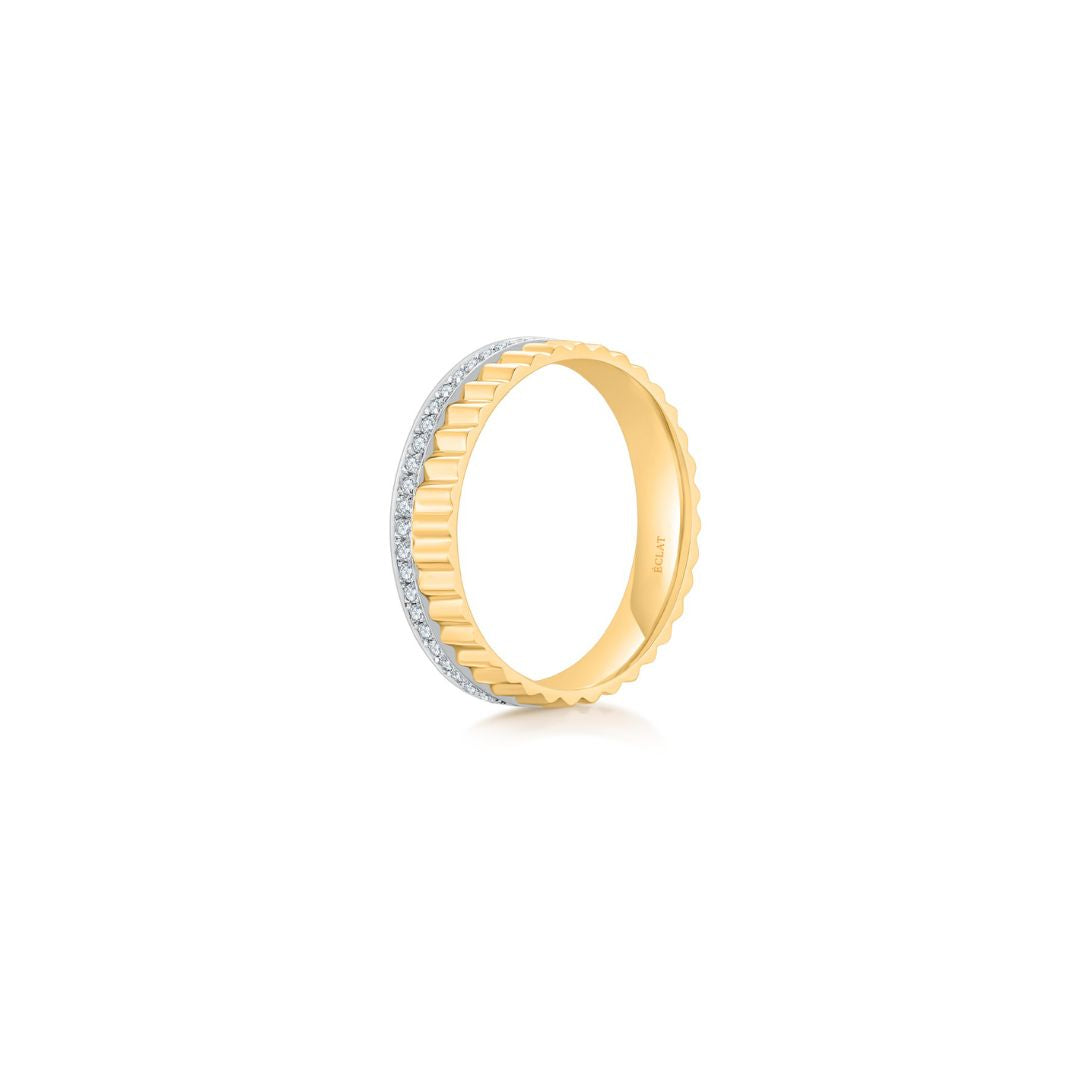 Fluted Pave Ring (Yellow Gold) (Side) - Eclat by Oui