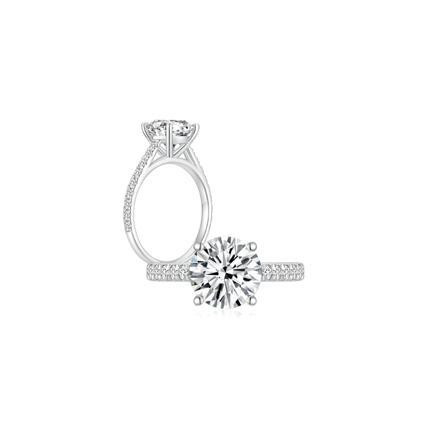 Freya Round Solitaire Pave (4 Prong) Both - Eclat by Oui