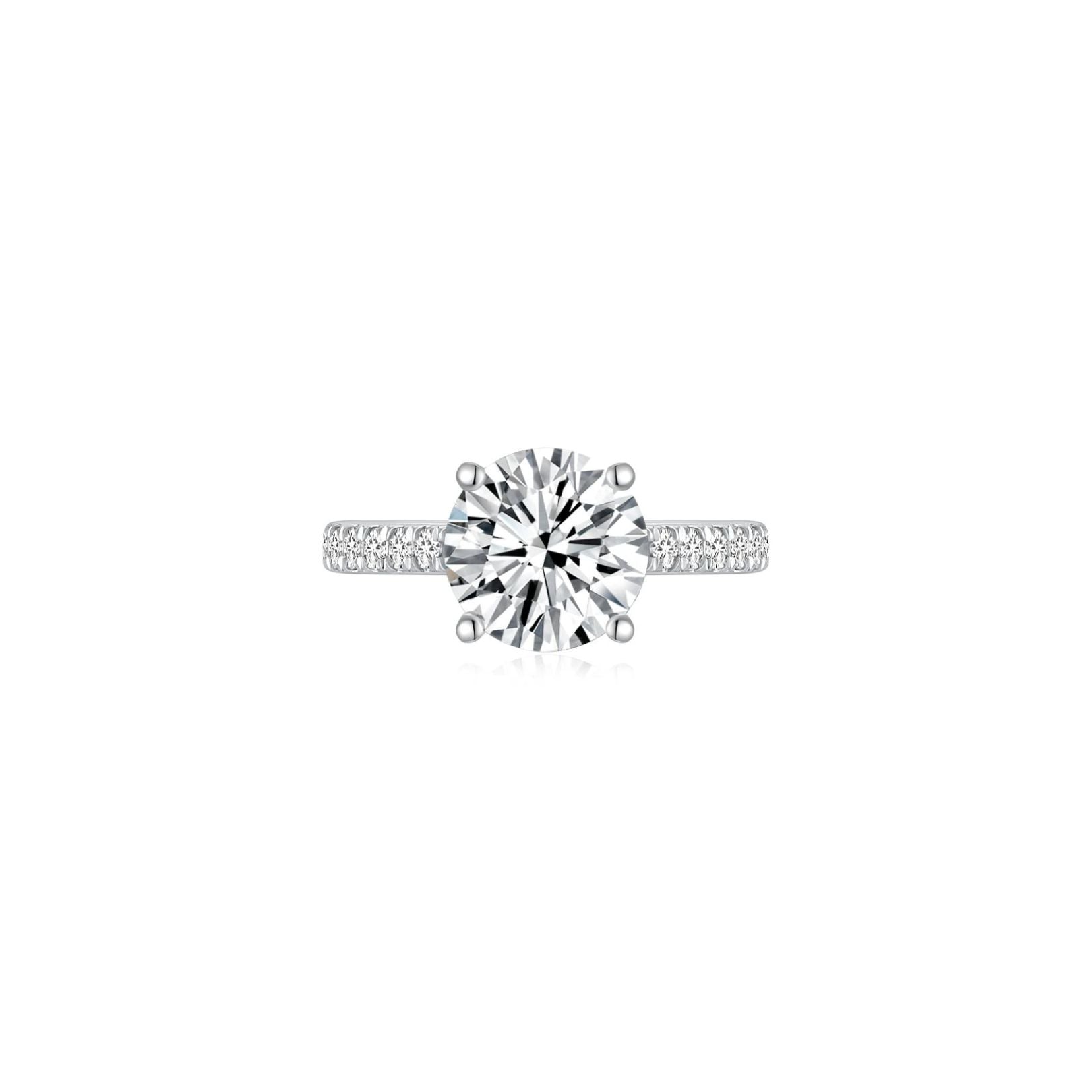 Freya Round Solitaire Pave (4 Prong) Front - Eclat by Oui