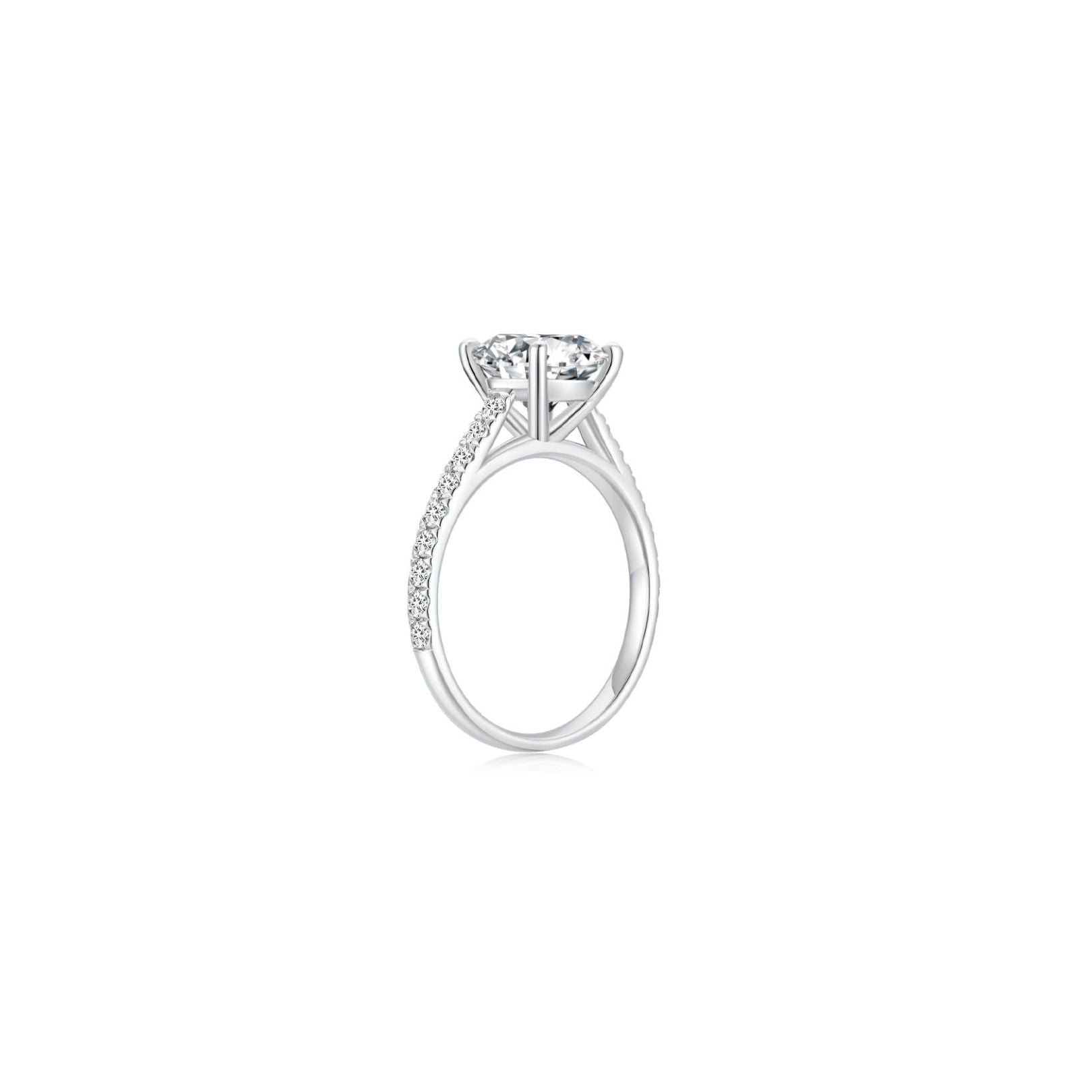 Freya Round Solitaire Pave (4 Prong) Side - Eclat by Oui