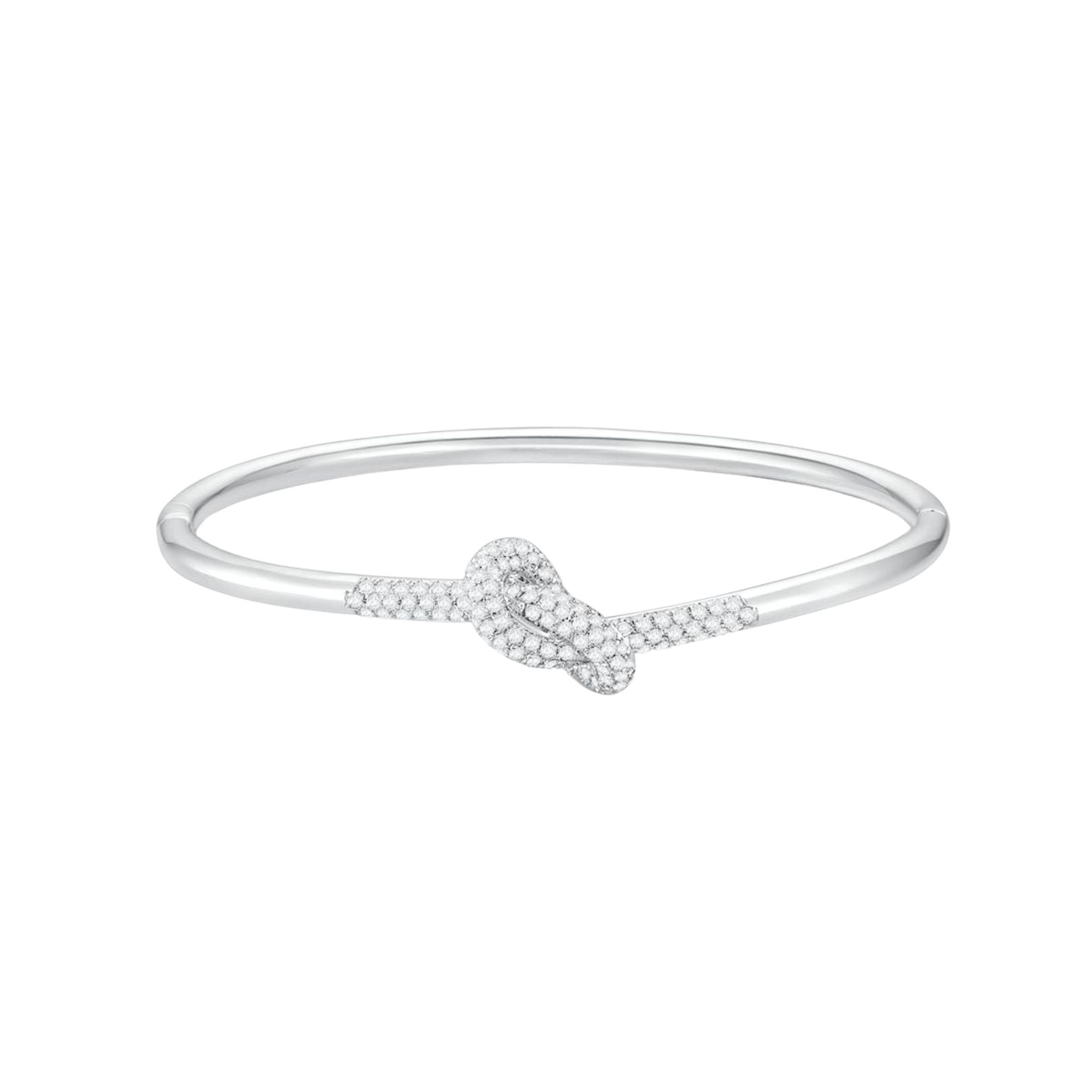 KNOT Alone Bangle (White Gold) with Pave Stones - Eclat by Oui