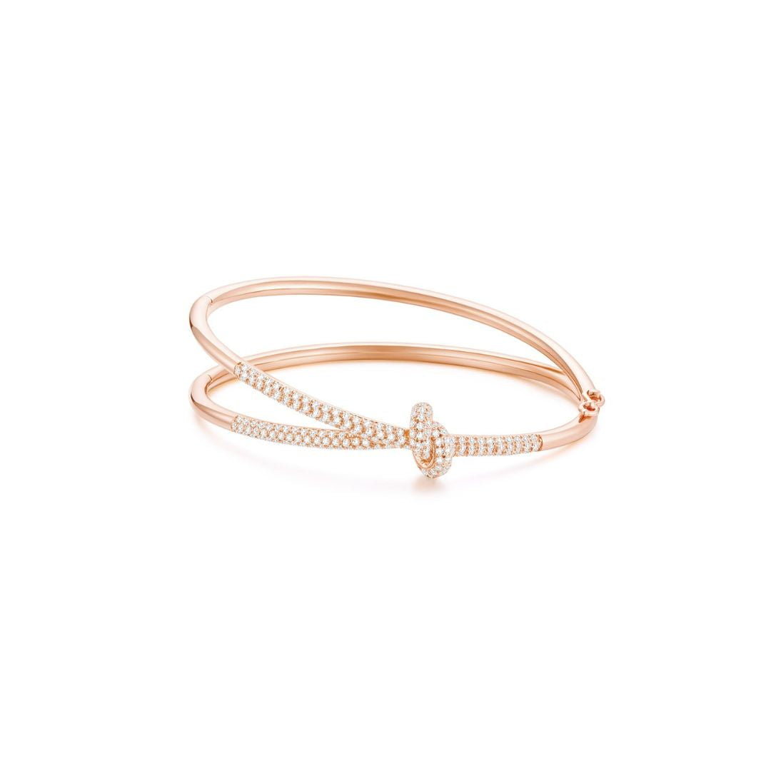 KNOT Alone® Double Pave Bangle (Rose Gold) - Eclat by Oui