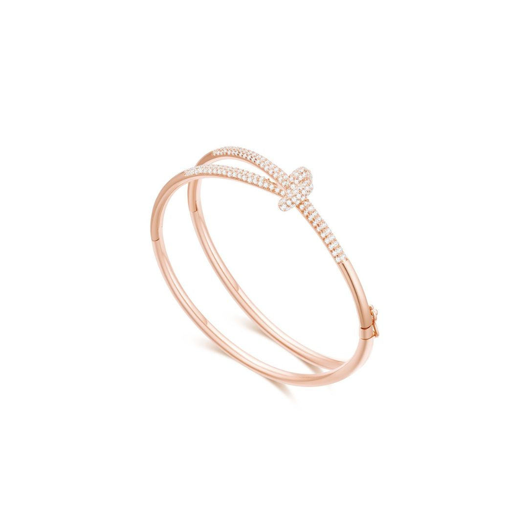 KNOT Alone® Double Pave Bangle (Rose Gold) - Eclat by Oui