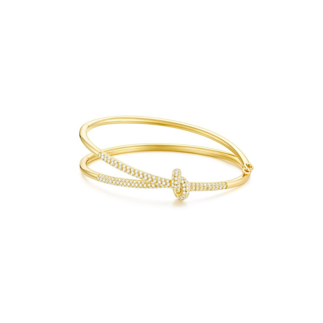 KNOT Alone® Double Pave Bangle (Yellow Gold) - Eclat by Oui