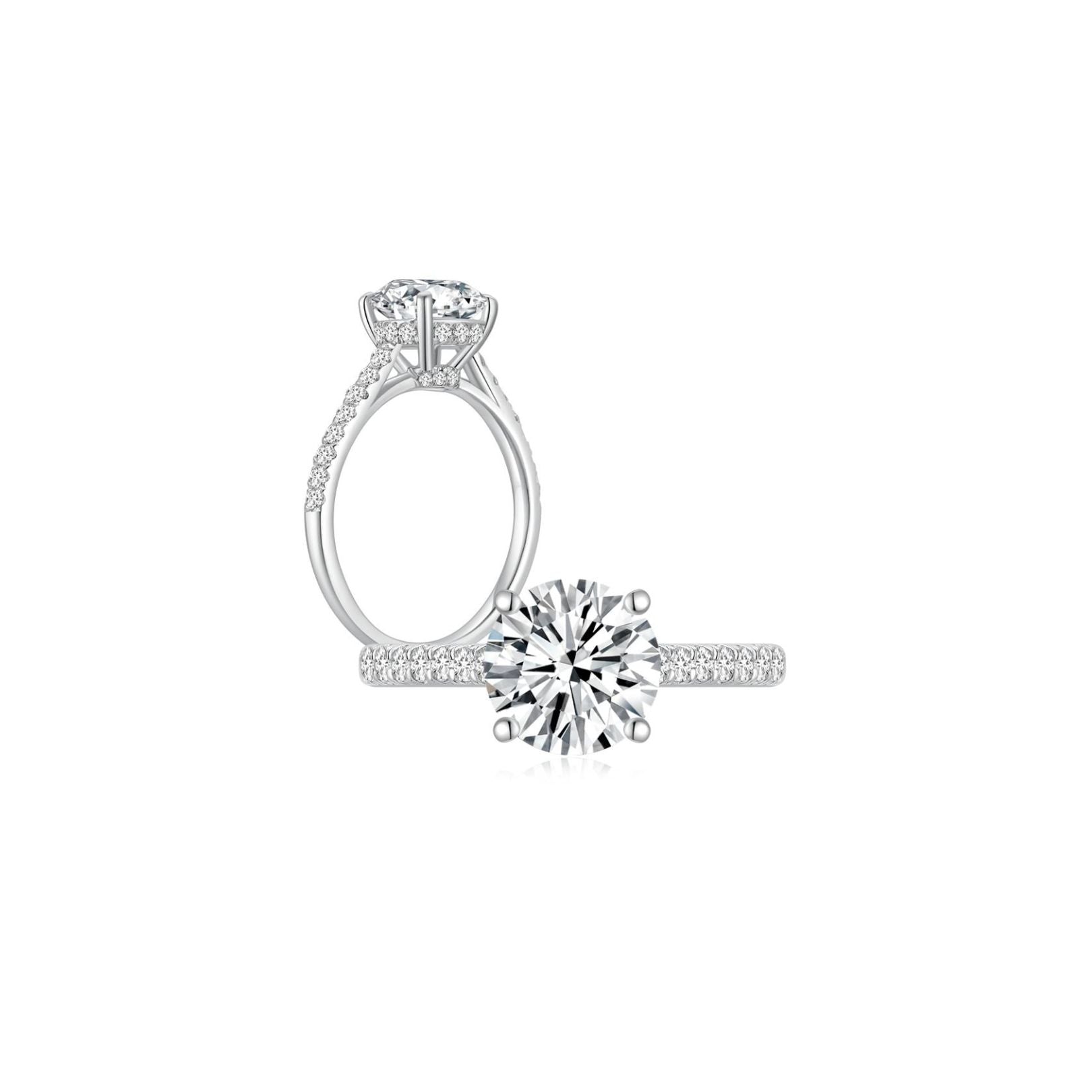 Maya Round Solitaire Pave Ring (4 Prong) Both - Eclat by Oui