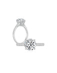 Maya Round Solitaire Pave Ring (4 Prong) Both - Eclat by Oui