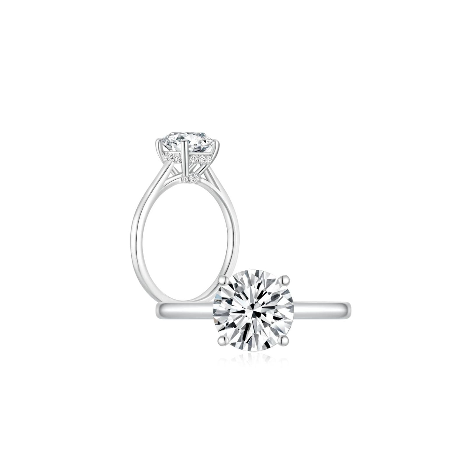 Maya Round Solitaire Plain Ring (4 Prong) Both - Eclat by Oui