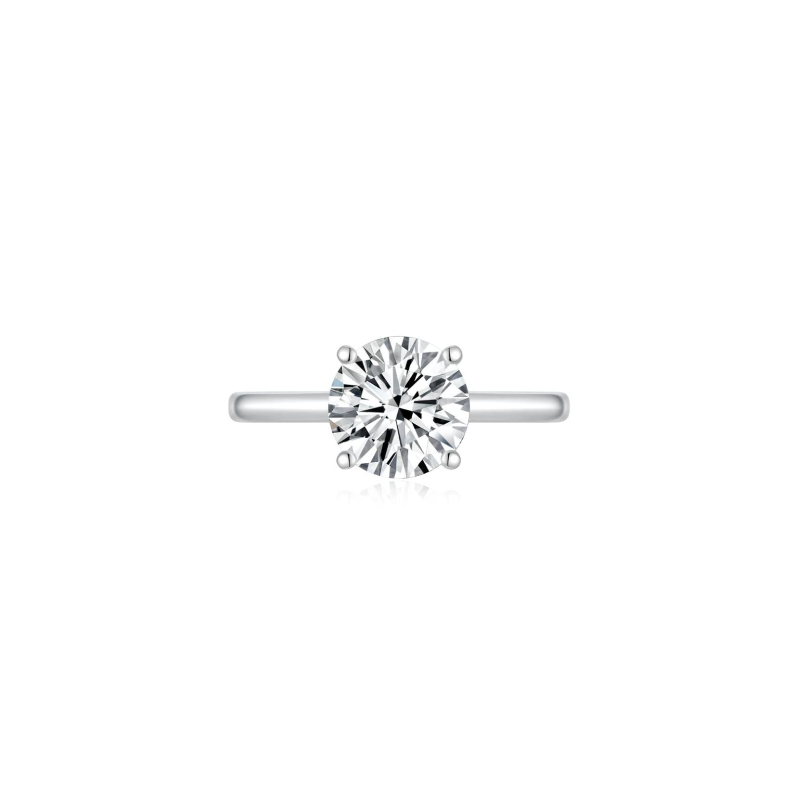 Maya Round Solitaire Plain Ring (4 Prong) Front - Eclat by Oui