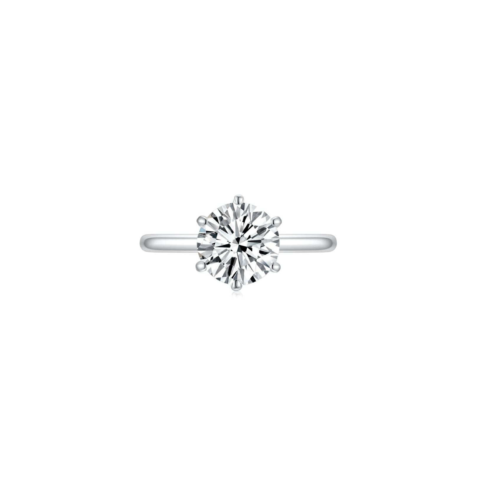 Maya Round Solitaire Plain Ring (6 Prong) Front - Eclat by Oui