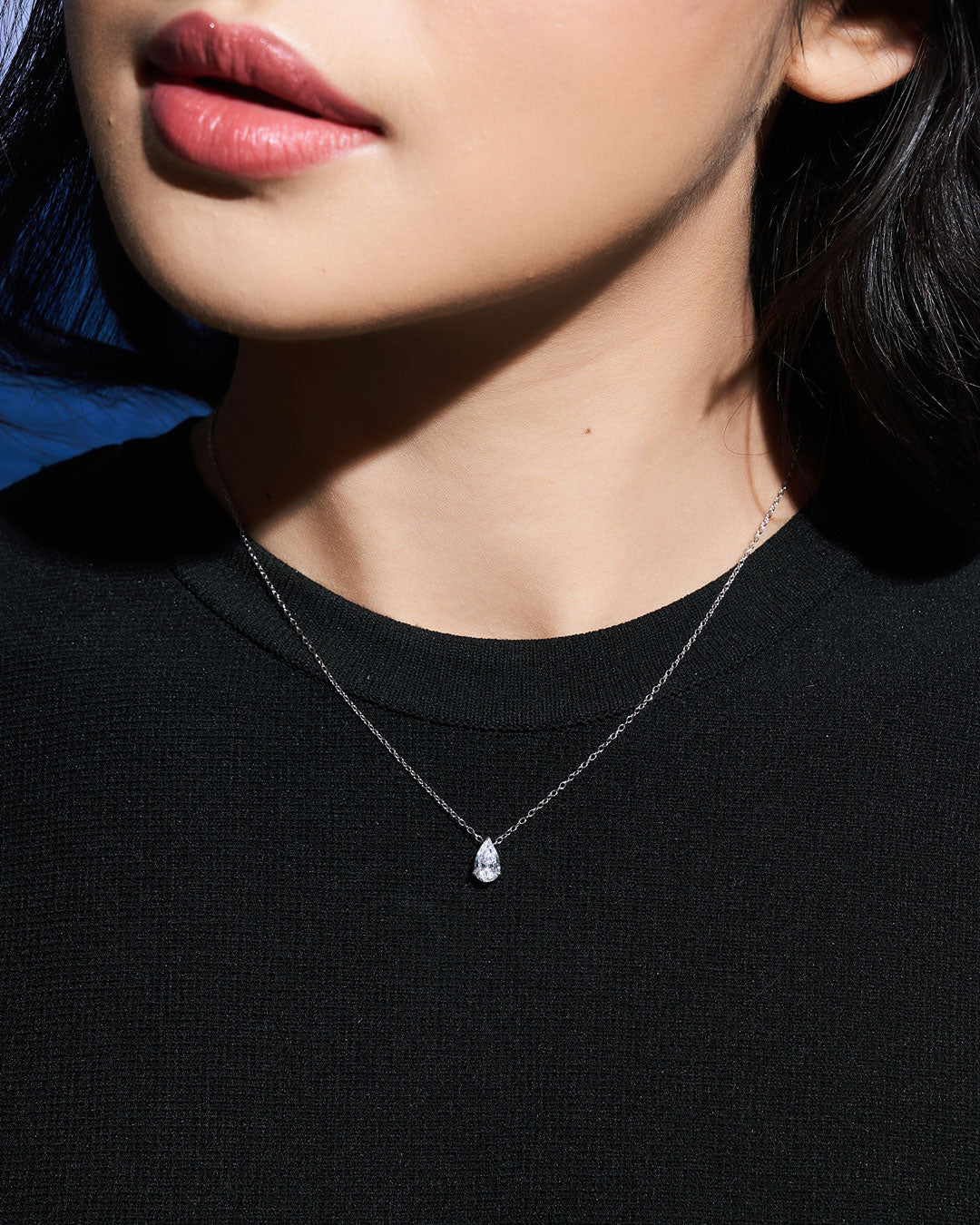 Pear Solitaire Necklace (Model) - Eclat by Oui