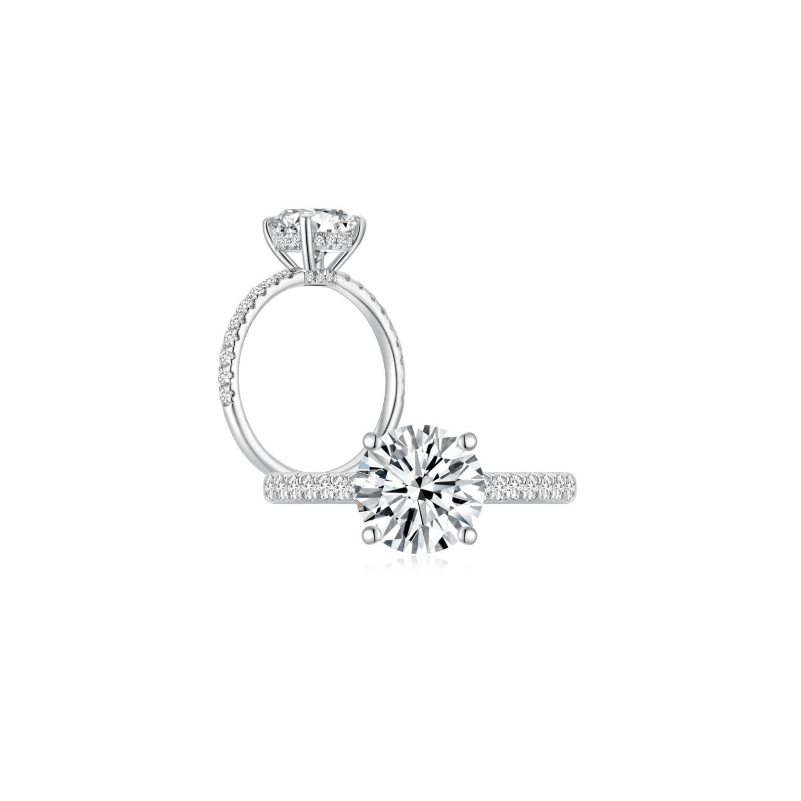 Promise Round Solitaire Pave Ring (4 Prong) Both - Eclat by Oui