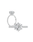 Promise Round Solitaire Pave Ring (6 Prong) Both - Eclat by Oui